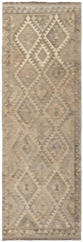Detail image of 3' 3 x 9' 7 Hand Woven Kilim Maymana Wool Square Rug
