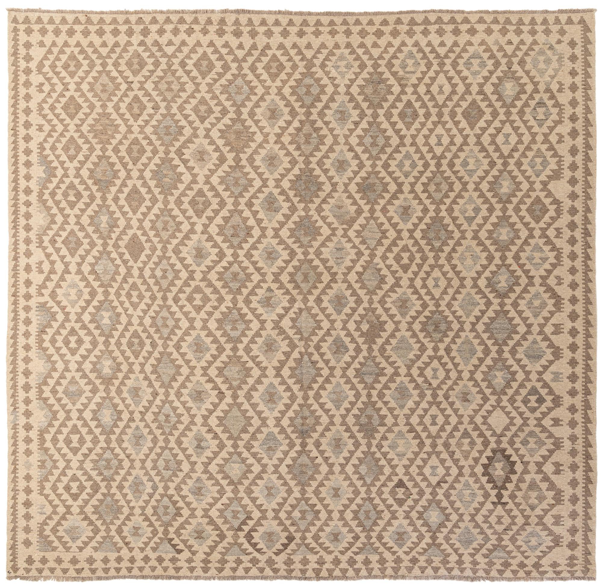 9' 10 x 10' 3 Hand Woven Kilim Maymana Wool Square Rug
