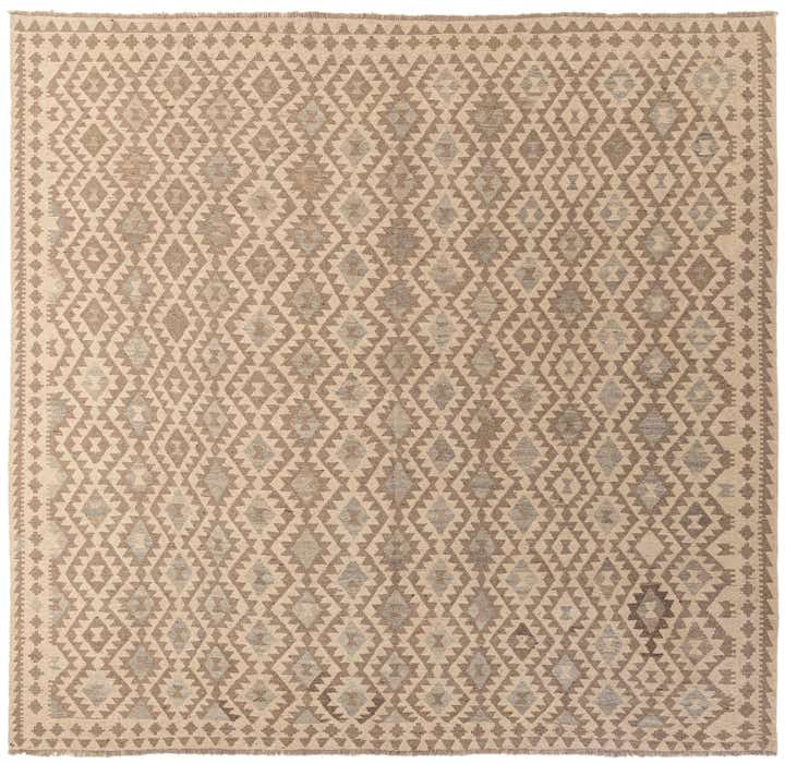9' 10 x 10' 3 Hand Woven Kilim Maymana Wool Square Rug