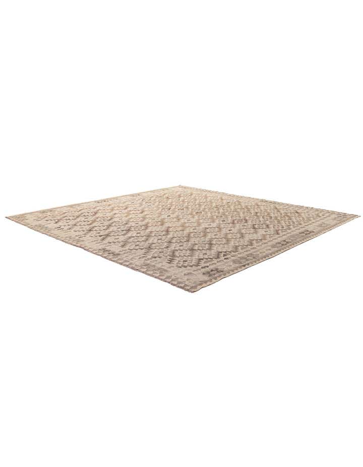 10' x 10' 4 Hand Woven Kilim Maymana Wool Square Rug