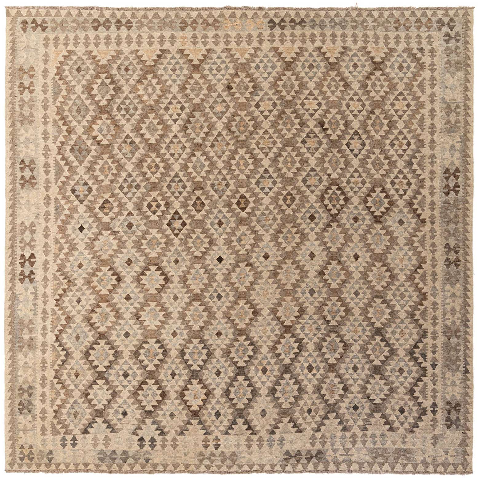 10' x 10' 4 Hand Woven Kilim Maymana Wool Square Rug