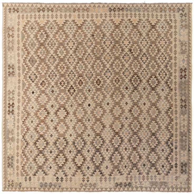 Detail image of 10' x 10' 4 Hand Woven Kilim Maymana Wool Square Rug
