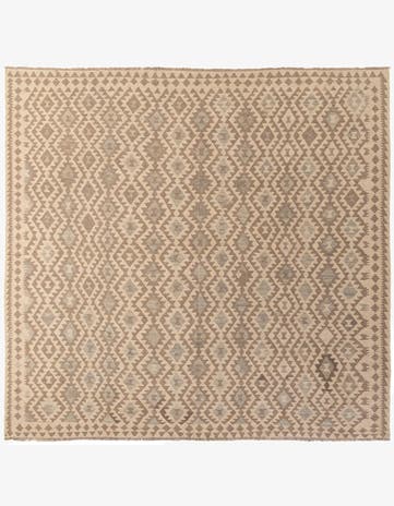 9' 10 x 10' 3 Hand Woven Kilim Maymana Wool Square Rug