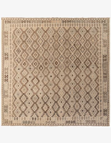 10' x 10' 4 Hand Woven Kilim Maymana Wool Square Rug