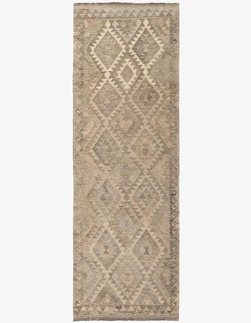 3' 3 x 9' 7 Hand Woven Kilim Maymana Wool Square Rug