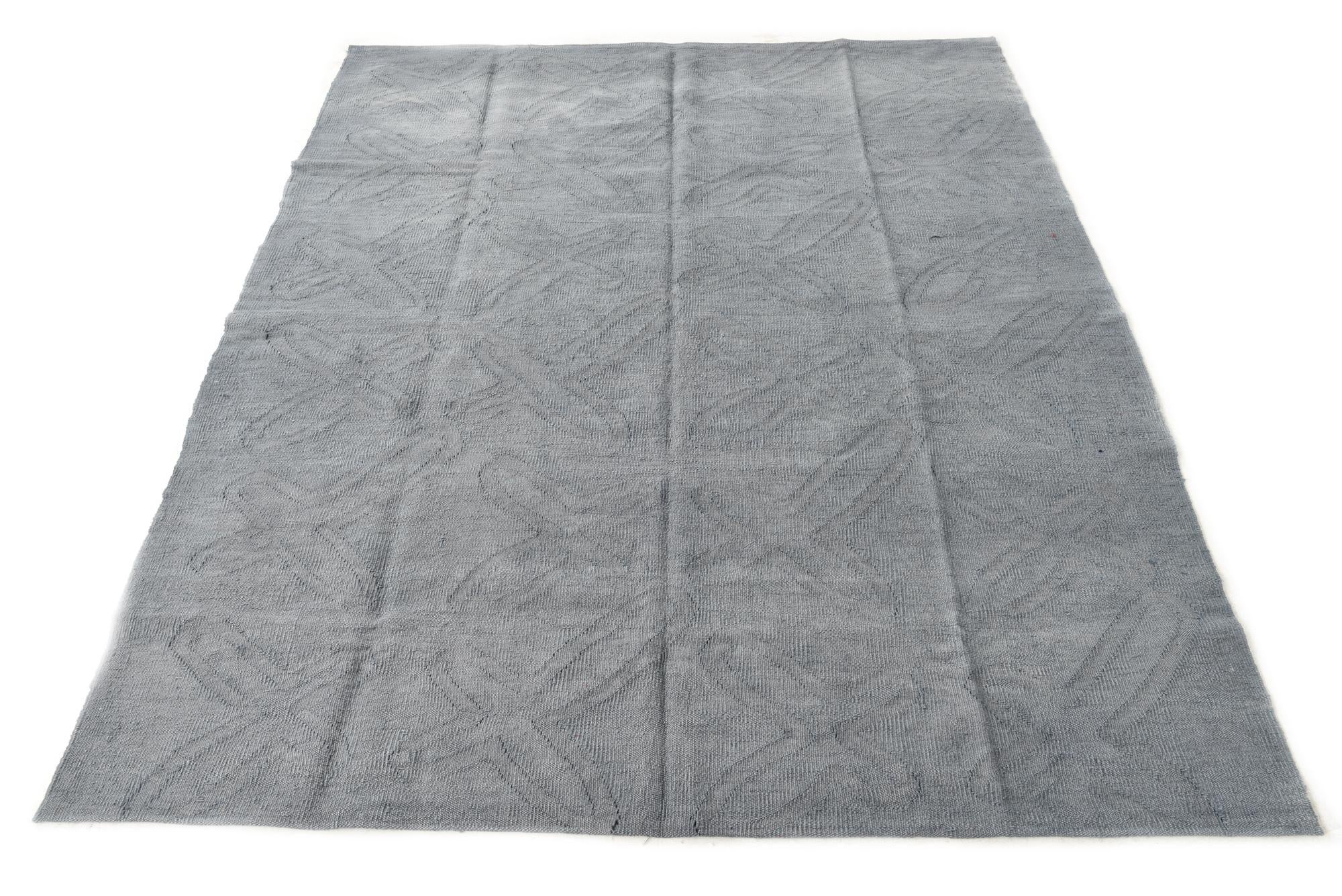 5' 3 x 6' 5 Hand Woven Kilim Modern Wool Square Rug