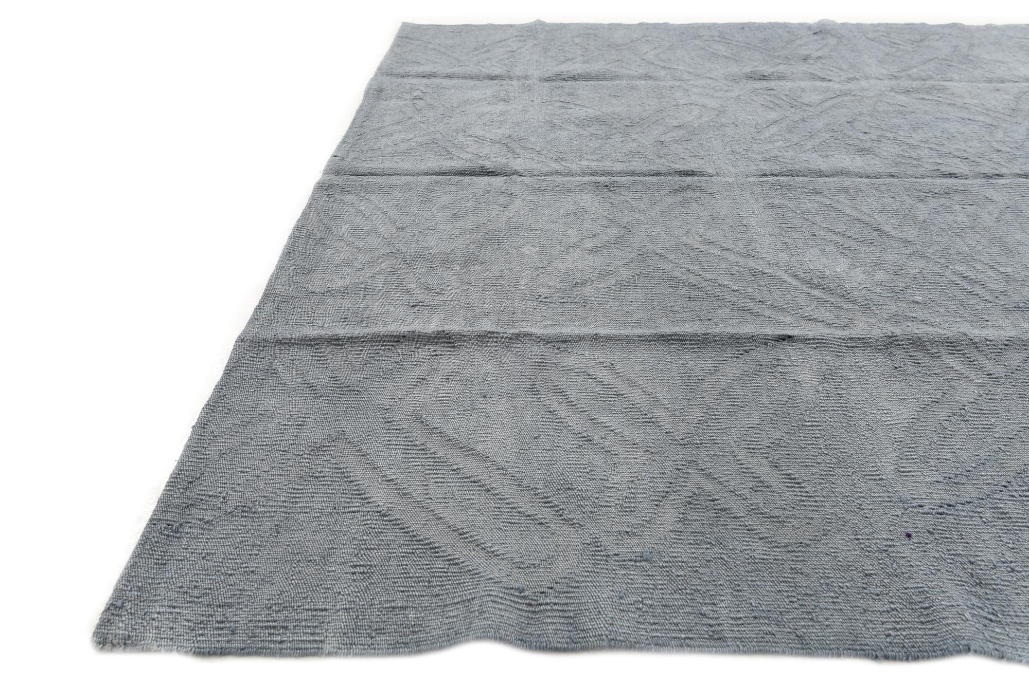 5' 3 x 6' 5 Hand Woven Kilim Modern Wool Square Rug