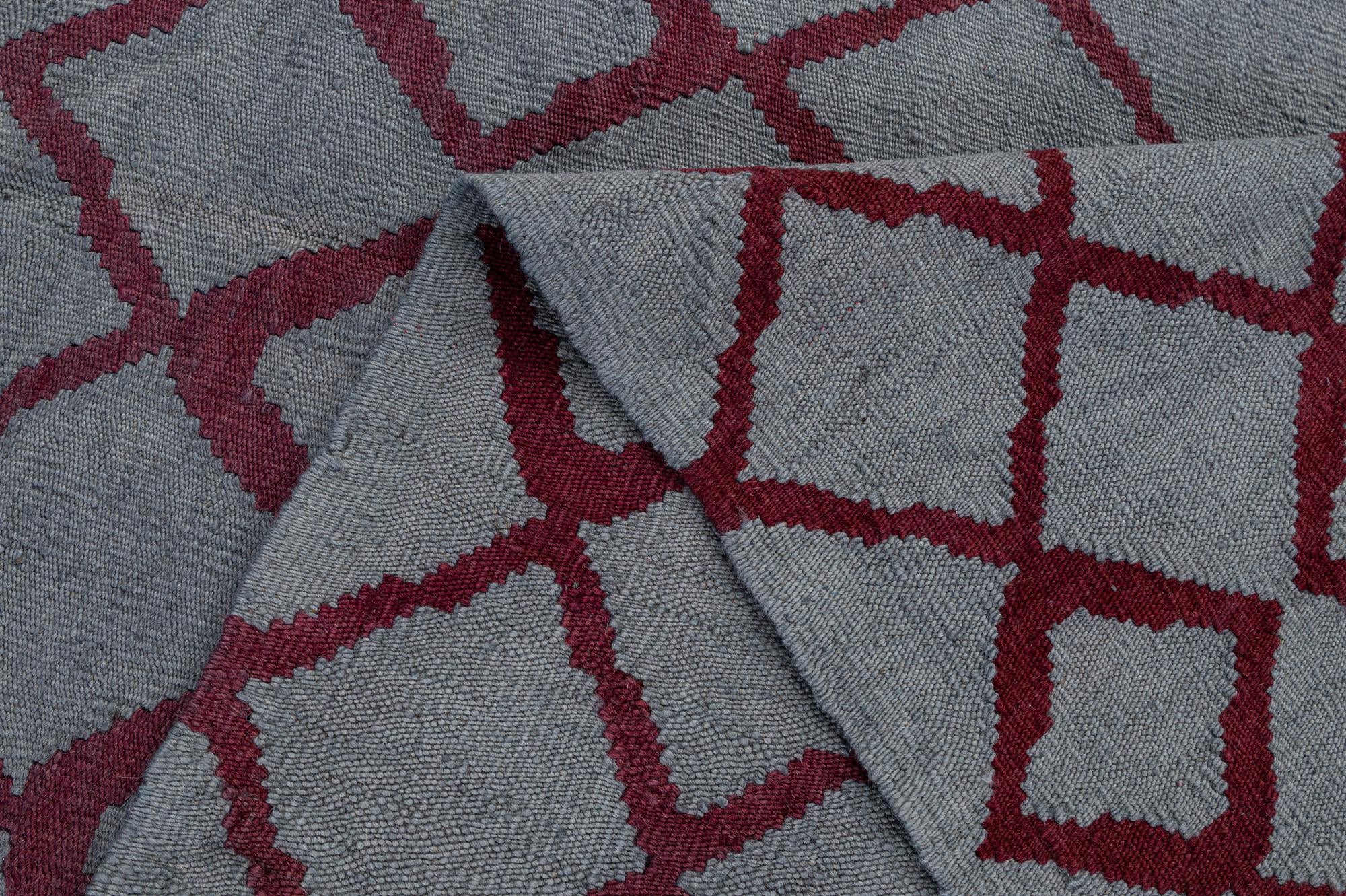 6' 3 x 7' 10 Hand Woven Kilim Modern Wool Square Rug