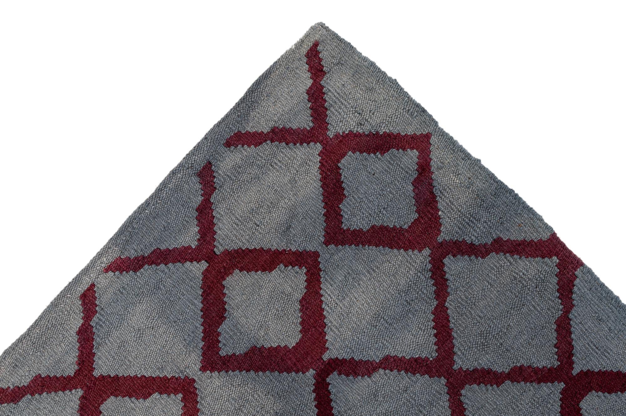 6' 3 x 7' 10 Hand Woven Kilim Modern Wool Square Rug