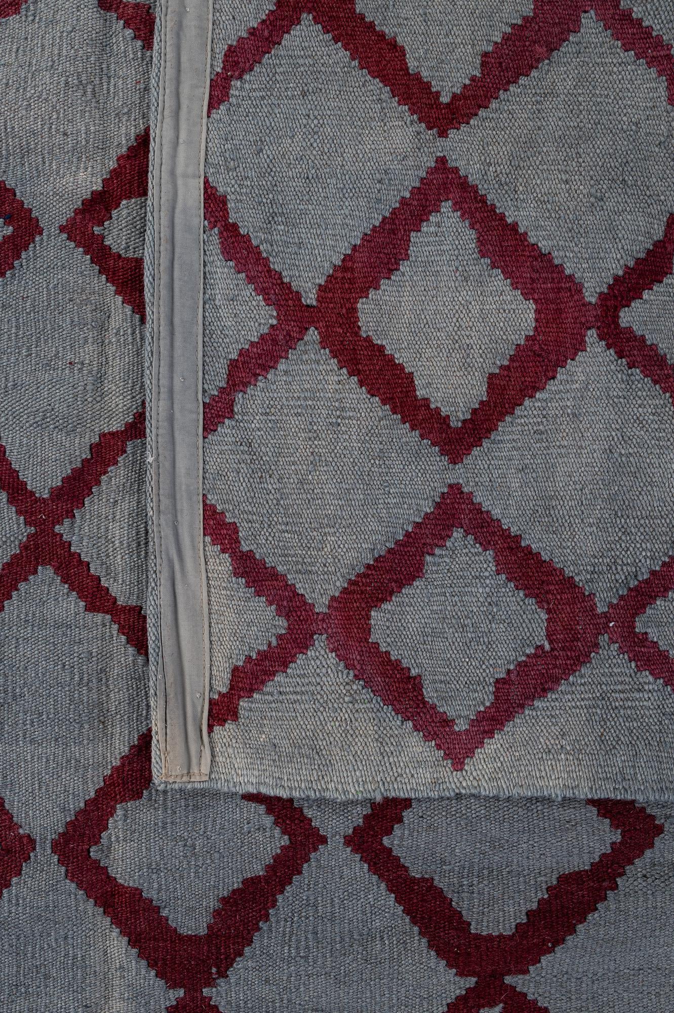 6' 3 x 7' 10 Hand Woven Kilim Modern Wool Square Rug
