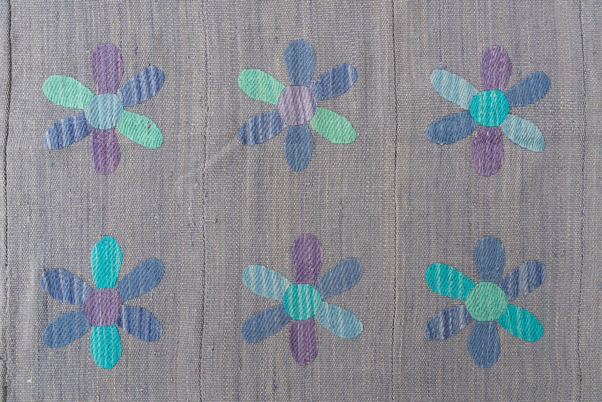 5' 4 x 5' 5 Hand Woven Kilim Suzani Wool Square Rug