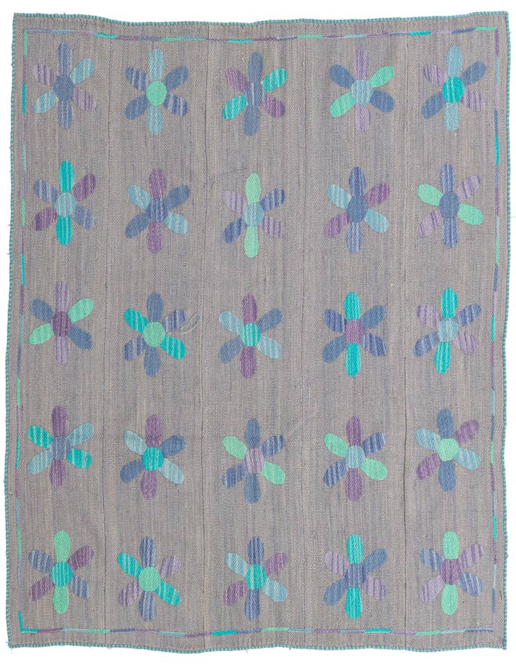 Detail image of 5' 4 x 5' 5 Hand Woven Kilim Suzani Wool Square Rug