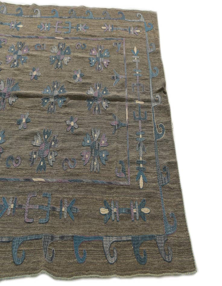 Detail image of 5' 3 x 6' 3  Hand Woven Kilim Suzani Wool Square Rug