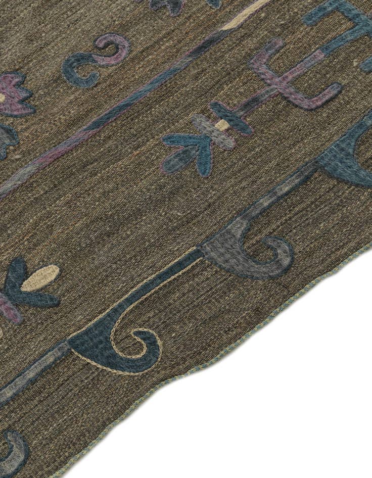 Detail image of 5' 3 x 6' 3  Hand Woven Kilim Suzani Wool Square Rug
