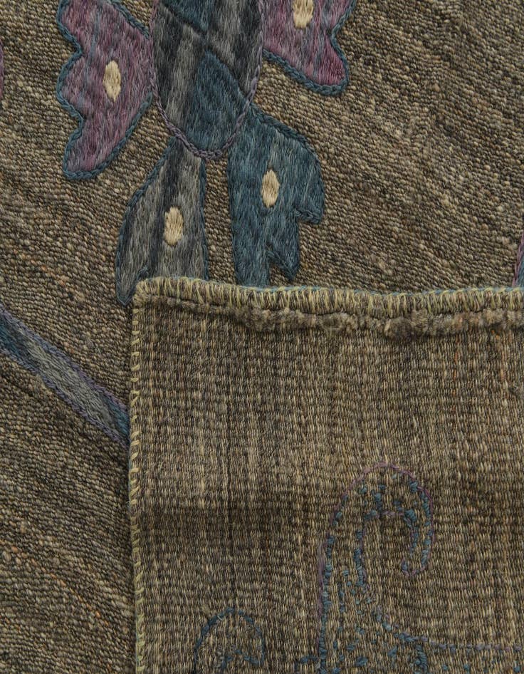 Detail image of 5' 3 x 6' 3  Hand Woven Kilim Suzani Wool Square Rug