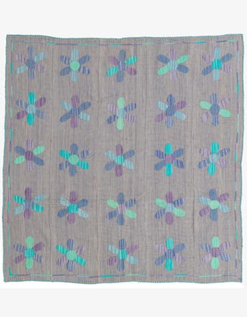 5' 4 x 5' 5 Hand Woven Kilim Suzani Wool Square Rug