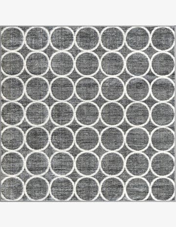 Gray Lattice Trellis Square Rug
