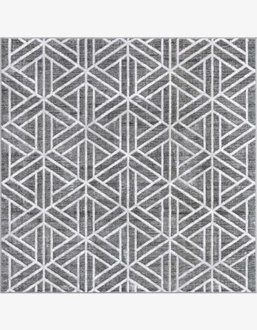 Gray Lattice Trellis Square Rug
