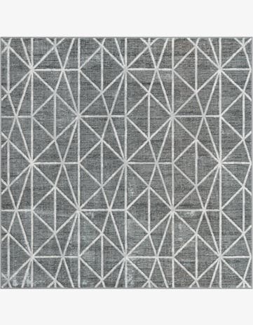 Gray Lattice Trellis Square Rug