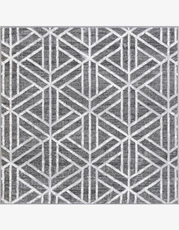 Gray Lattice Trellis Square Rug