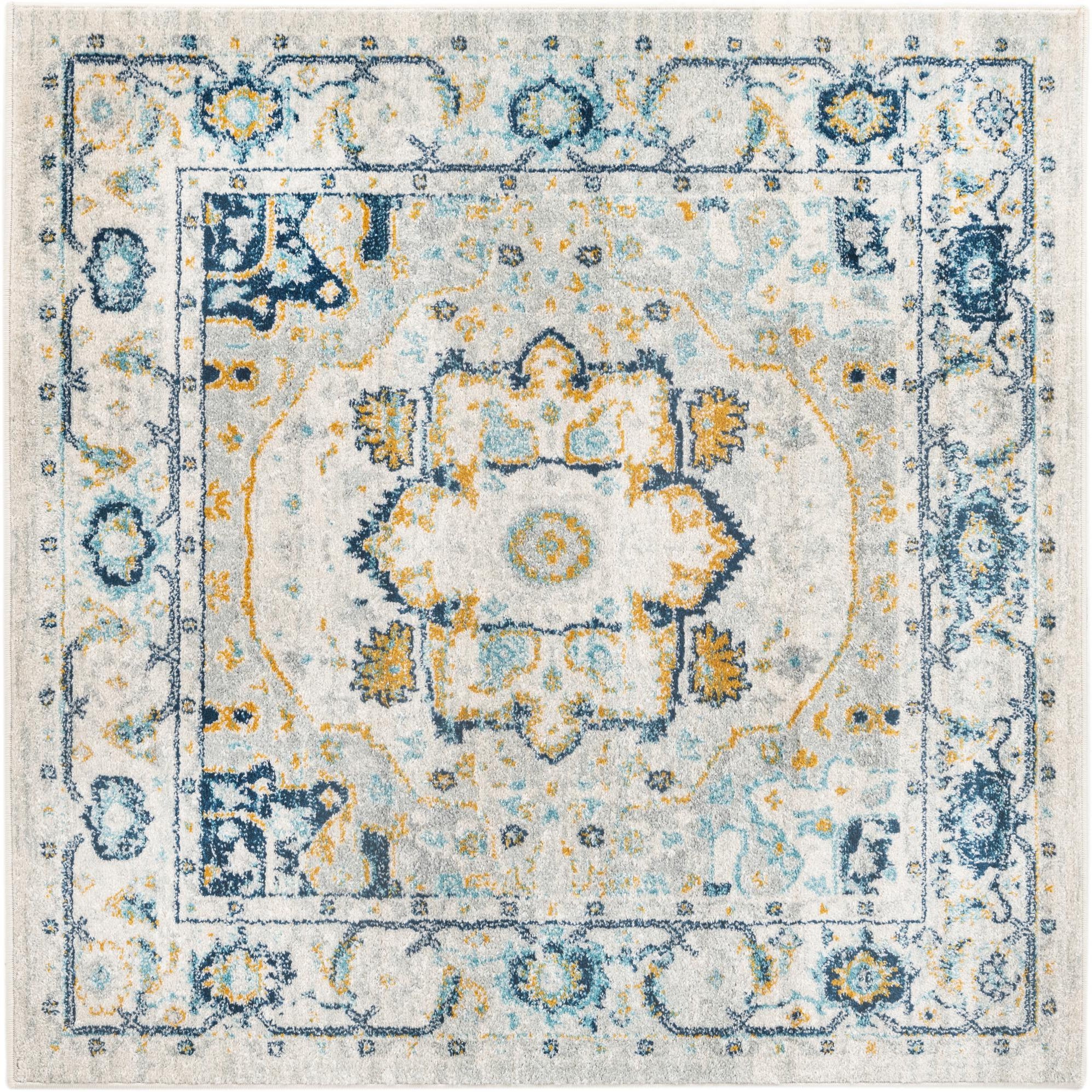 Gray 160cm x 160cm Madeline Vintage Square Tapis Rugs française