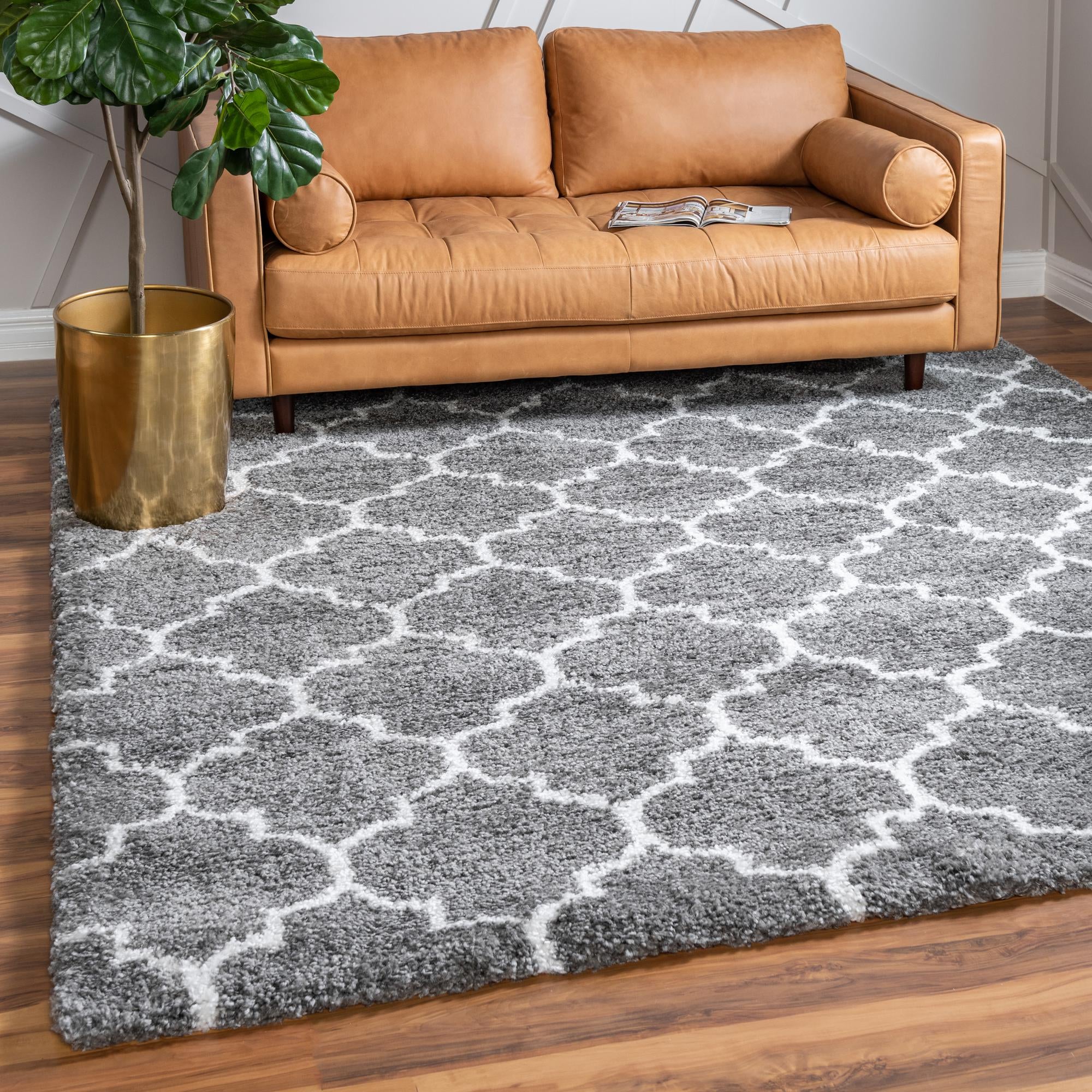 Gray Marrakesh Shag Square Rug