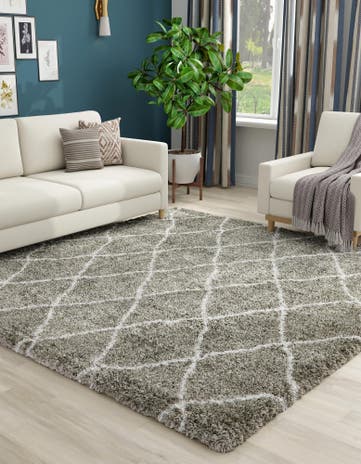 Gray Moroccan Shag Square Rug