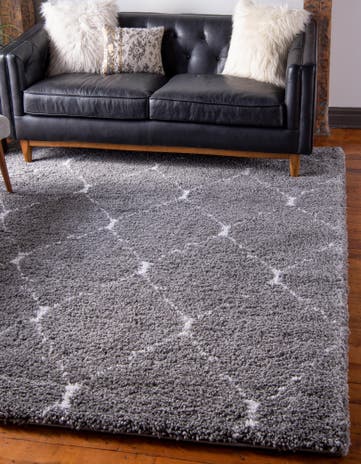Gray Moroccan Shag Square Rug