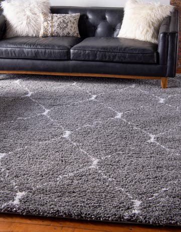 Gray Moroccan Shag Square Rug