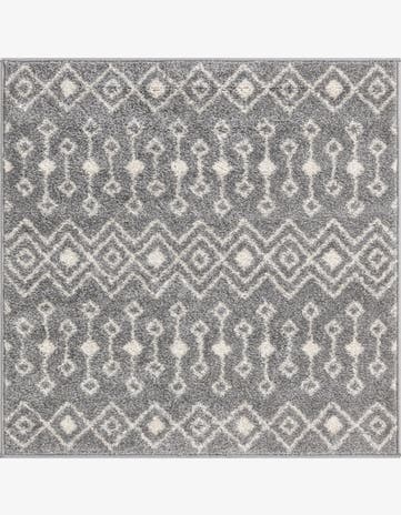 Gray Moroccan Trellis Square Rug