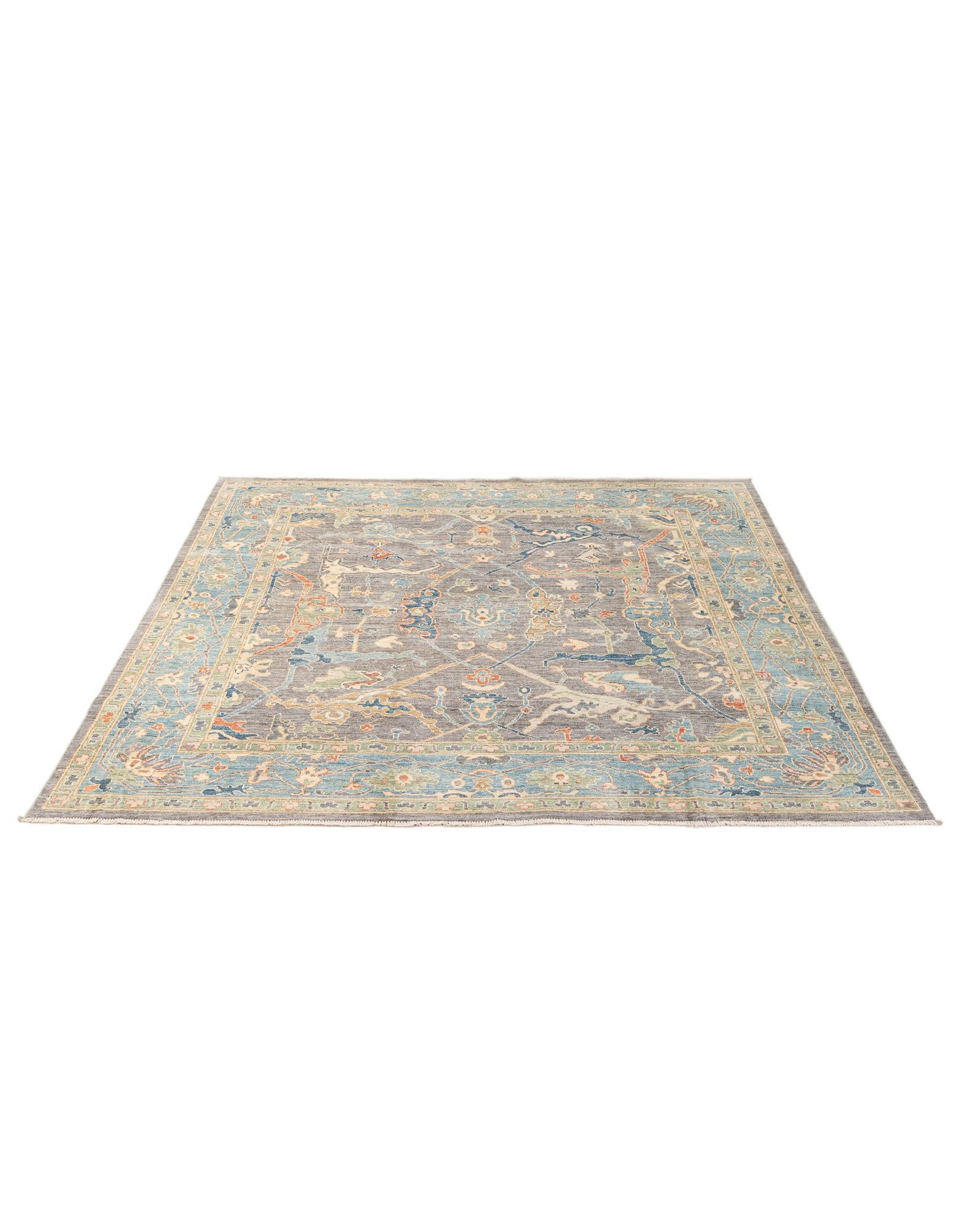8' 2 x 8' 3 Hand Knotted Oushak Wool Square Rug