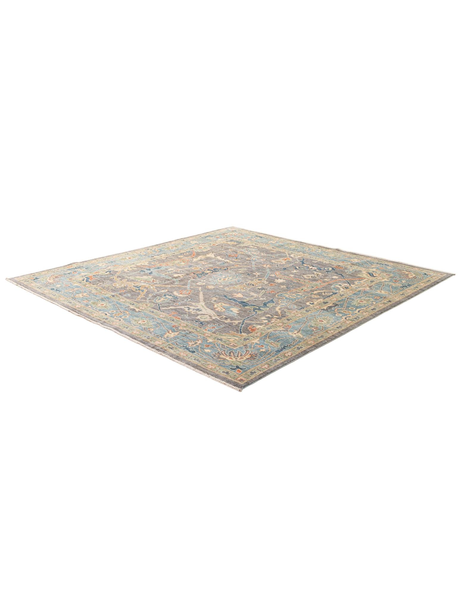 8' 2 x 8' 3 Hand Knotted Oushak Wool Square Rug