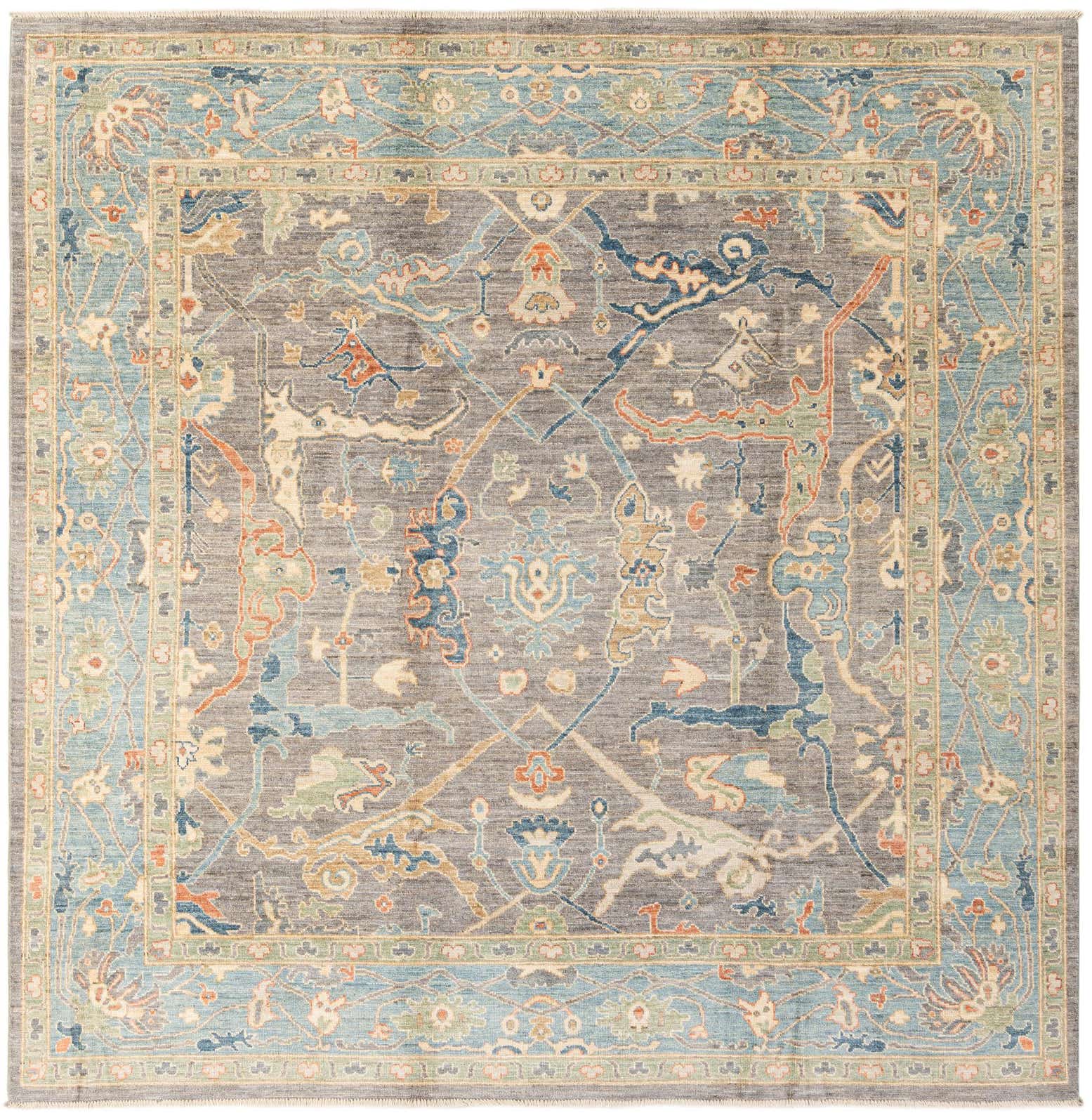 8' 2 x 8' 3 Hand Knotted Oushak Wool Square Rug