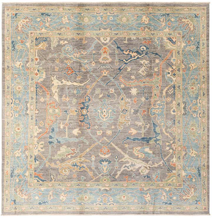 8' 2 x 8' 3 Hand Knotted Oushak Wool Square Rug
