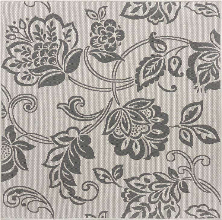 Detail image of 6' x 6' Easy-Clean Botanical Indoor / Outdoor Square Rug