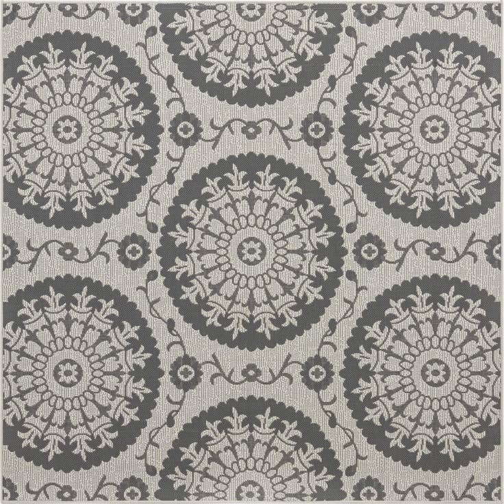 Detail image of 6' x 6' Easy-Clean Botanical Indoor / Outdoor Square Rug