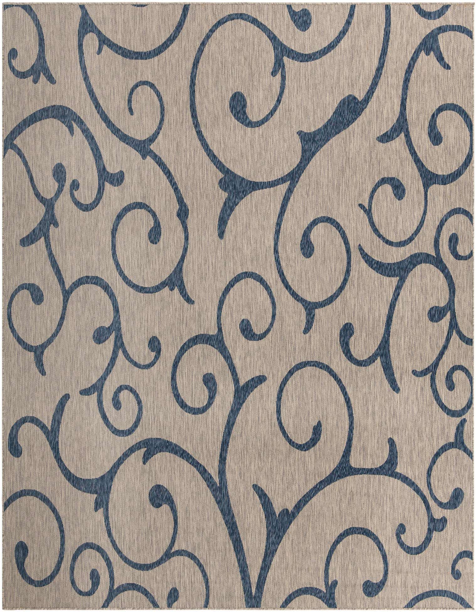 10' 8 x 10' 8 Easy-Clean Botanical Indoor / Outdoor Square Rug