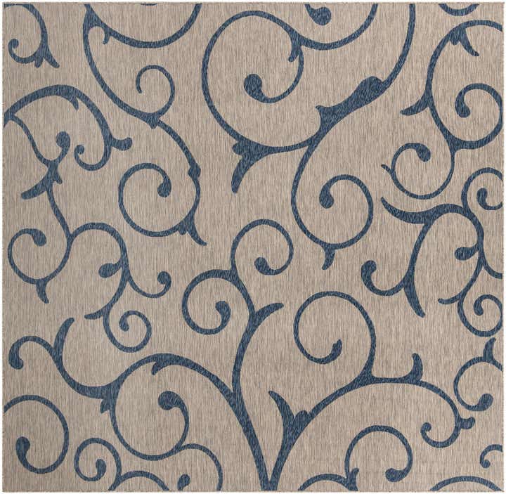 10' 8 x 10' 8 Easy-Clean Botanical Indoor / Outdoor Square Rug