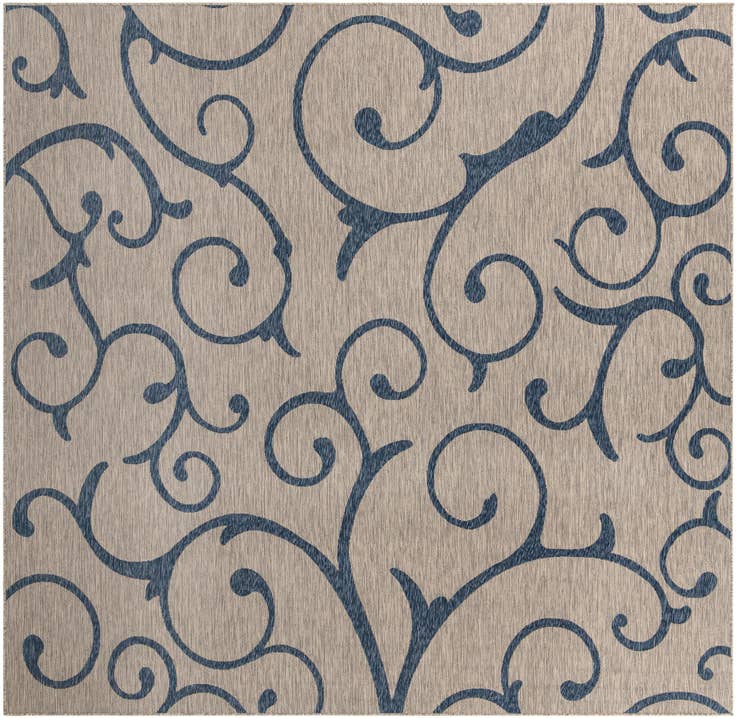 Detail image of 10' 8 x 10' 8 Easy-Clean Botanical Indoor / Outdoor Square Rug