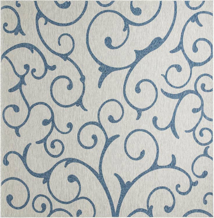 Detail image of 13' x 13' Easy-Clean Botanical Indoor / Outdoor Square Rug