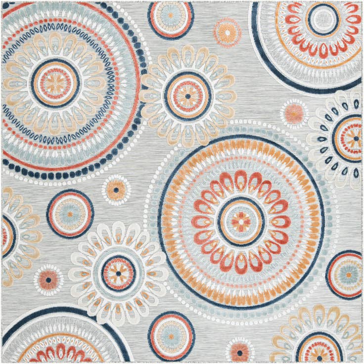 Detail image of 8' 2 x 8' 2 Easy-Clean Botanical Indoor / Outdoor Square Rug