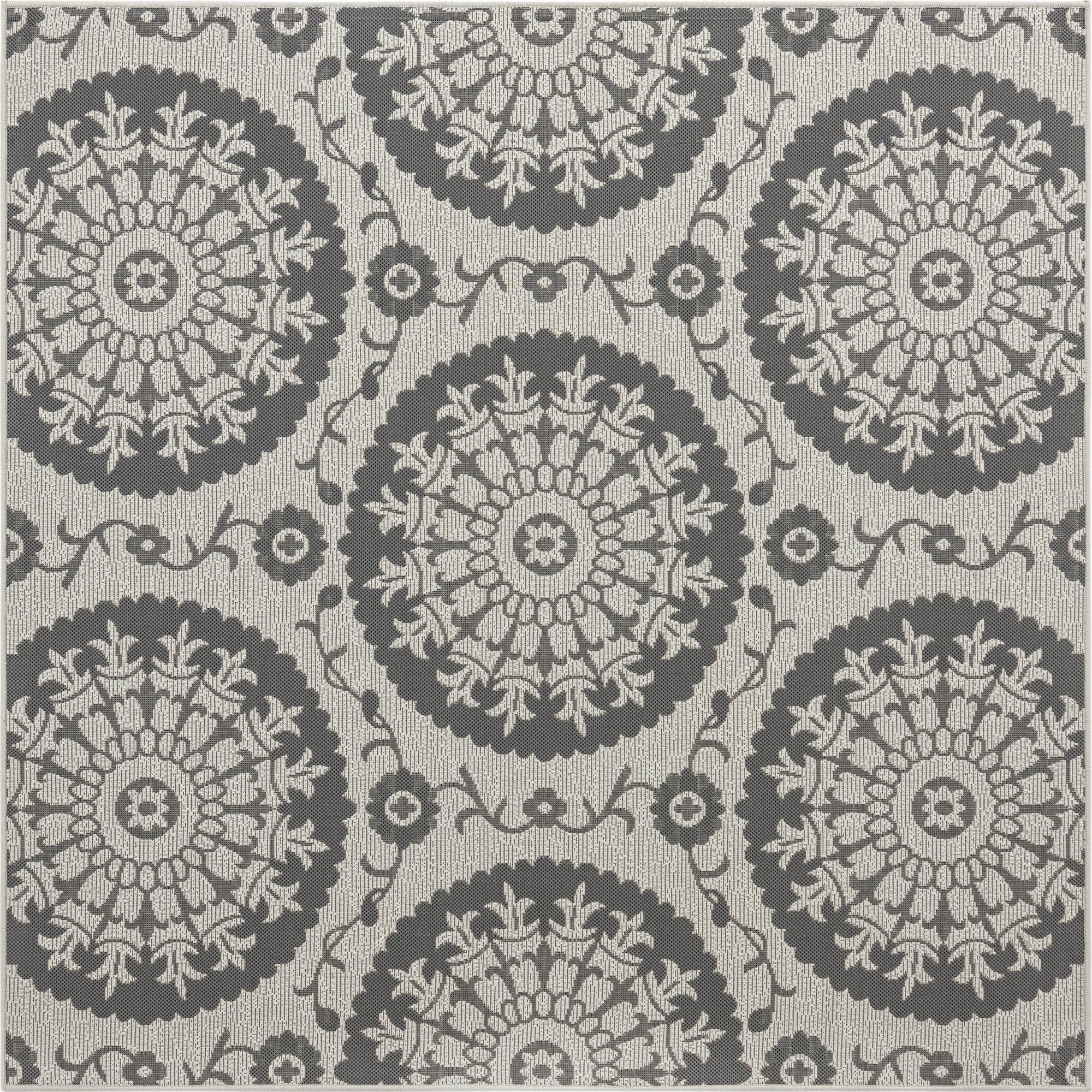 6' x 6'  Washable Botanical Indoor / Outdoor Square Rug