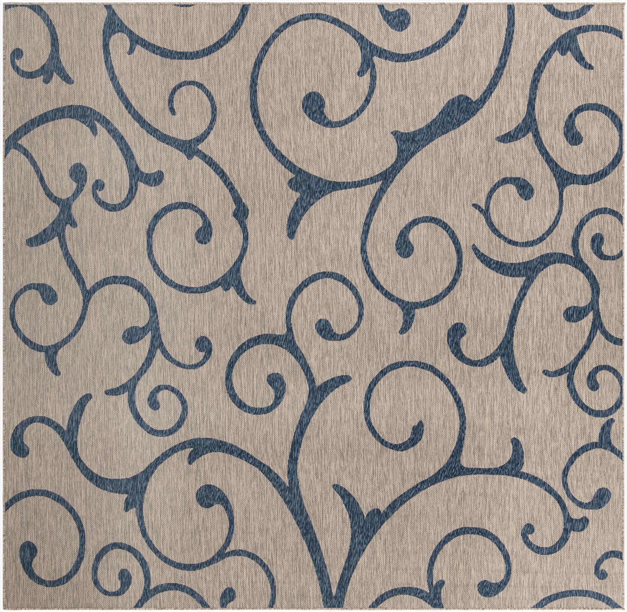 10' 8 x 10' 8  Washable Botanical Indoor / Outdoor Square Rug