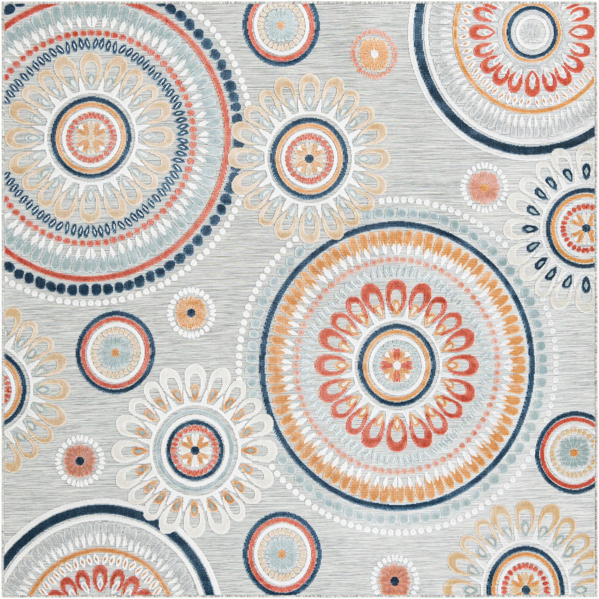 8' 2 x 8' 2  Washable Botanical Indoor / Outdoor Square Rug