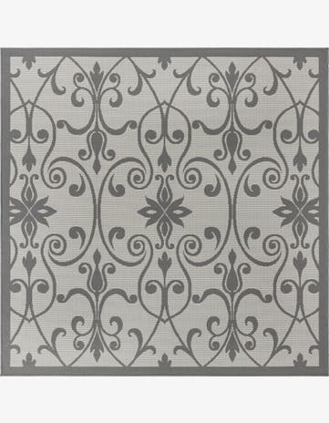 6' x 6' Easy-Clean Botanical Indoor / Outdoor Square Rug