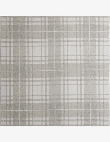 Gray Easy-Clean Checkered Indoor / Outdoor Square Rug