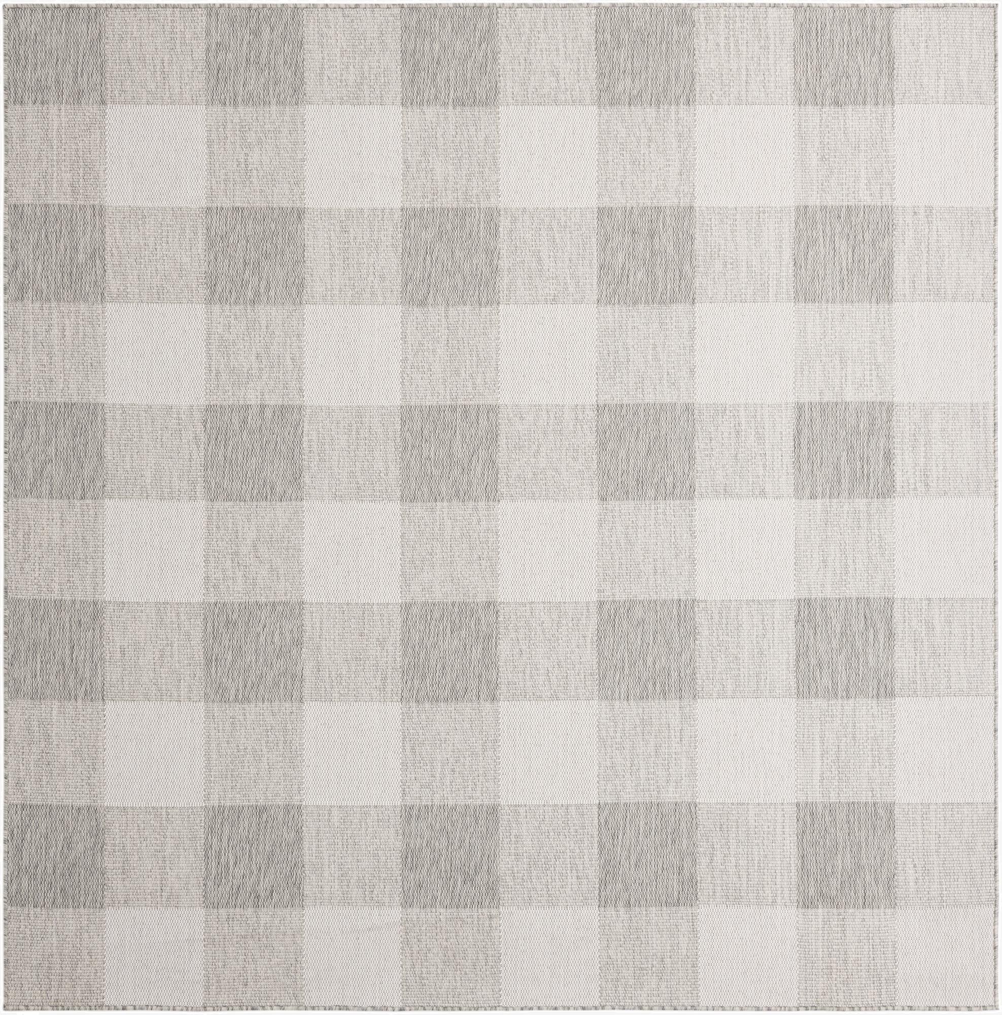 7' 10 x 7' 10  Washable Checkered Indoor / Outdoor Square Rug