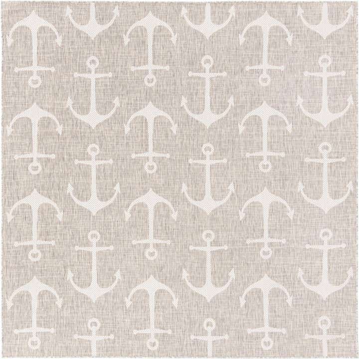 7' 10 x 7' 10 Easy-Clean Coastal Indoor / Outdoor Square Rug