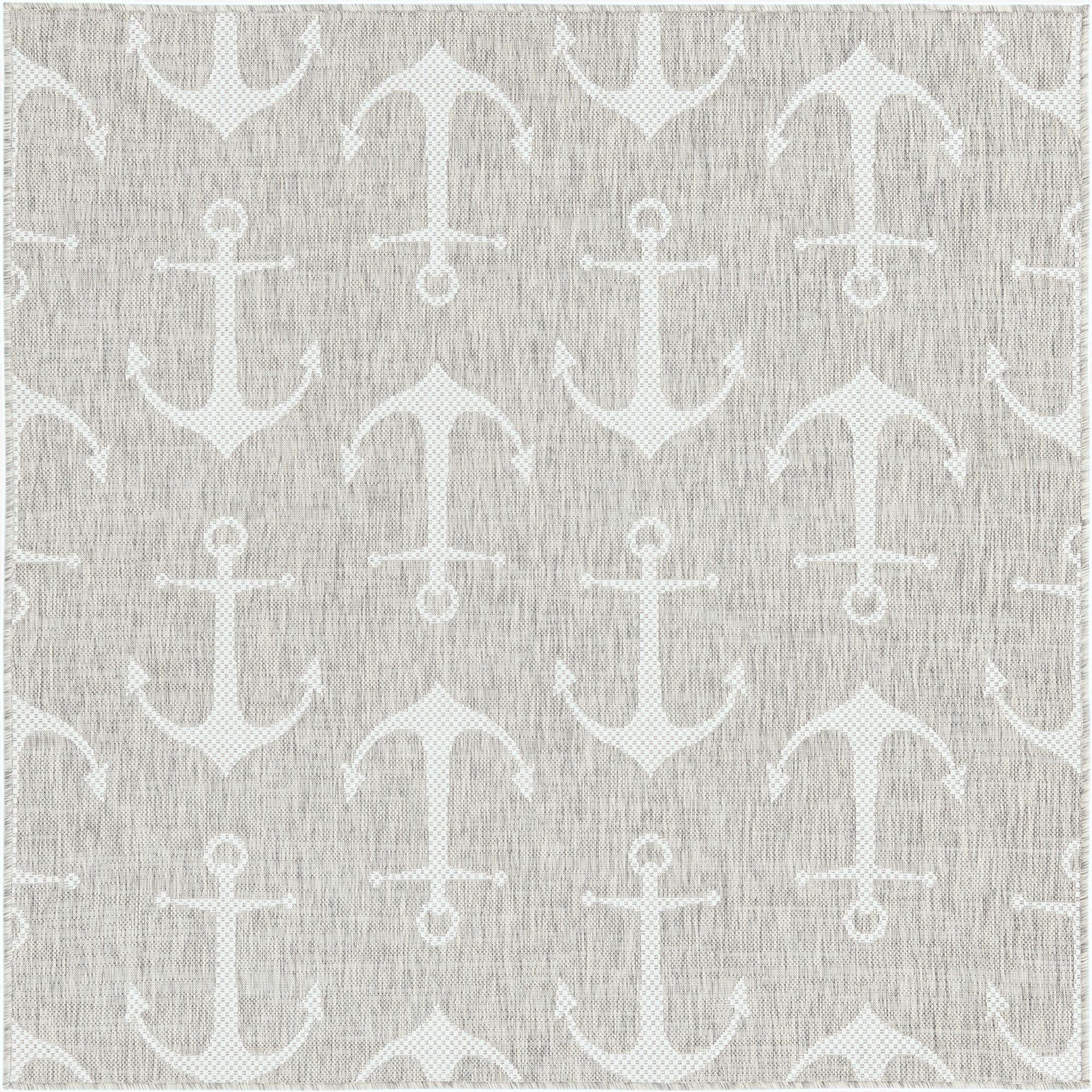 5' 3 x 5' 3  Washable Coastal Indoor / Outdoor Square Rug