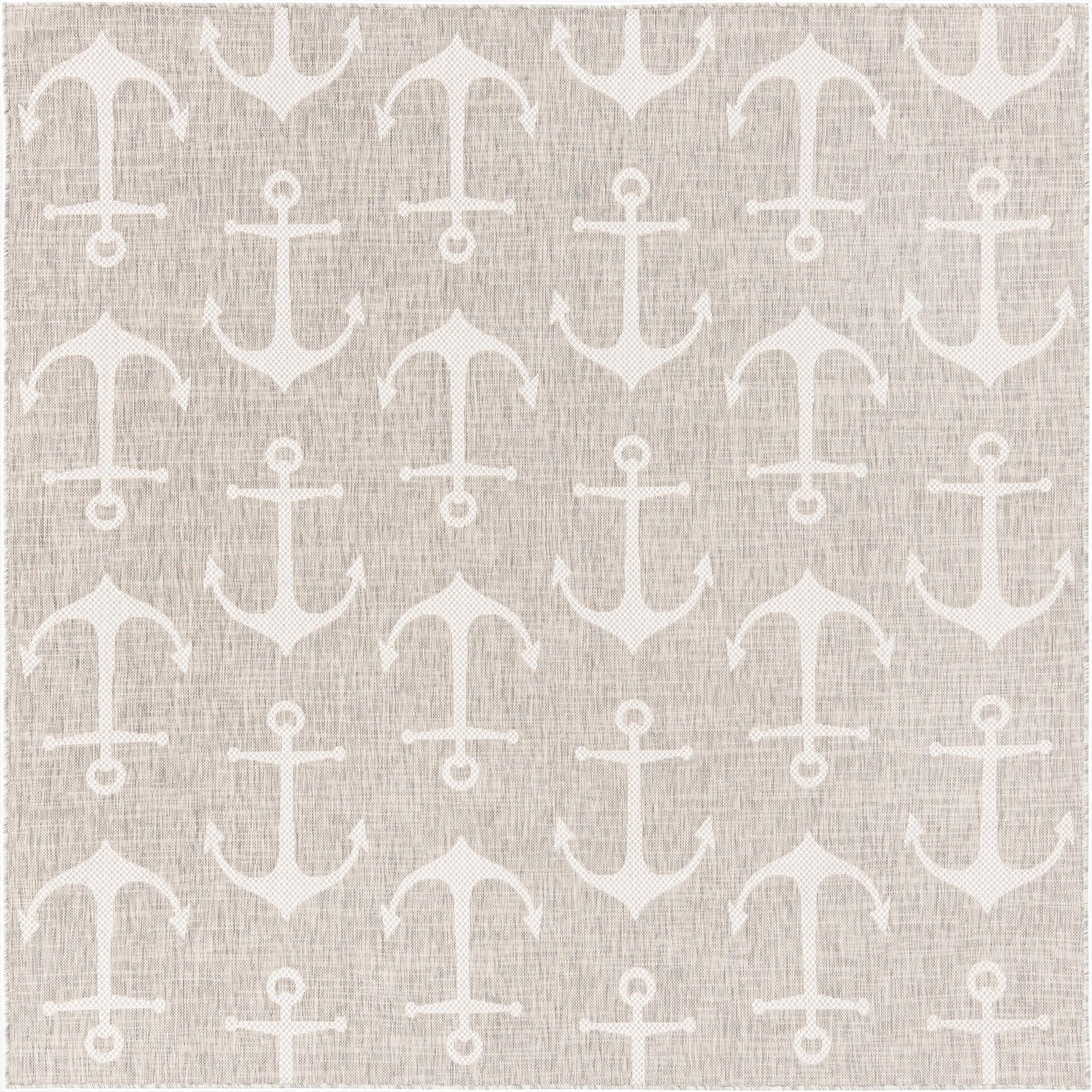 7' 10 x 7' 10  Washable Coastal Indoor / Outdoor Square Rug